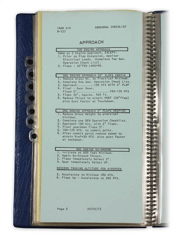 B-727 Iran Air flight documents